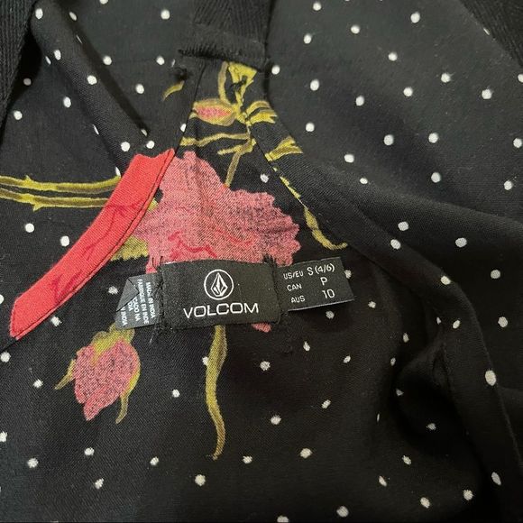 Volcom Polka Dot Rose Floral Midi Dress Sz S - Picture 11 of 15